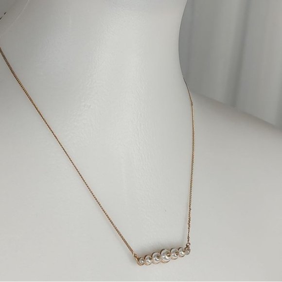 All Saints Necklace Dana Pearl Bar Necklace Gold - Picture 9 of 14